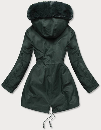 KURTKA ZIMOWA DAMSKA Z FUTRZANĄ PODSZEWKĄ ZIELONA (B2718-10)