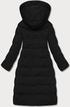 Długa zimowa kurtka damska na futerku czarna (2M-025)