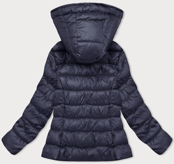 Pikowana zimowa kurtka damska z kapturem granatowa (YP-22075-2)