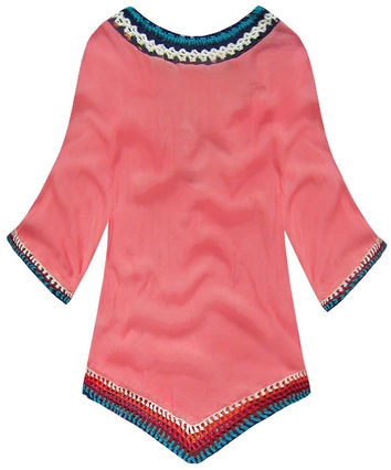 BLUZKA Z SZYDEŁKOWANYMI WSTAWKAMI KORALOWA (ART11)