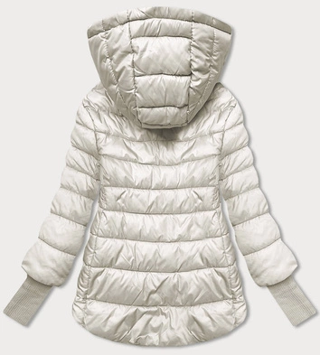 Krótka kurtka damska z dzianinowymi ściągaczami ecru (P22-6636-12)