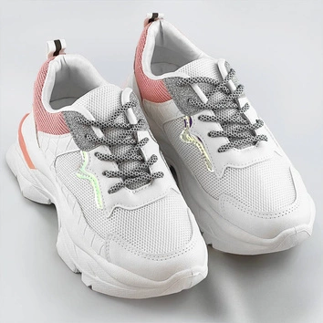 Sznurowane buty sportowe damskie biało-różowe (lu-3)