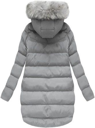 PIKOWANA KURTKA Z KAPTUREM SZARA (W578)