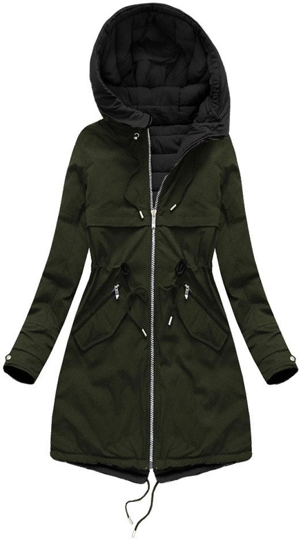 DWUSTRONNA KURTKA Z KAPTUREM KHAKI (W212)