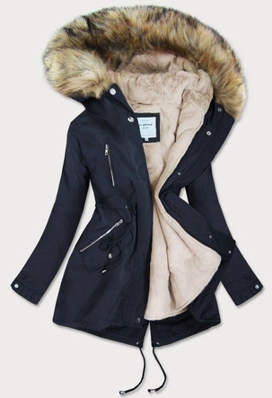 DAMSKA PARKA Z PODPINKĄ GRANATOWA (3399B)