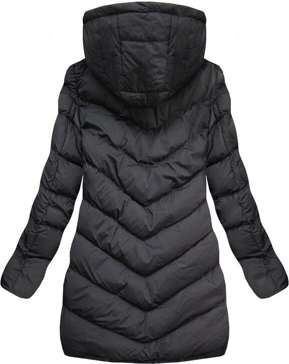 DWUSTRONNA PARKA Z KAPTUREM GRAFITOWO-CZARNA (MODEL16)