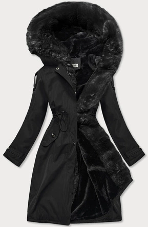 ZIMOWA DAMSKA PARKA BAWEŁNIANA CZARNA (FM03-B1)