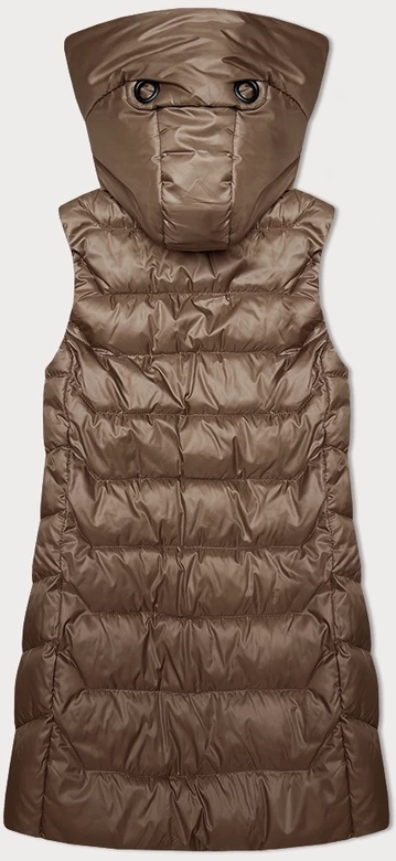 Bezrękawnik damski z odpinanym kapturem S'West karmel (B8231-101)