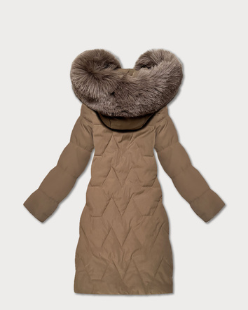 Damska kurtka zimowa z kapturem J Style camel (16M9201-84)