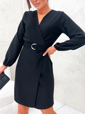 Elegancka sukienka kopertowa czarna (8251)