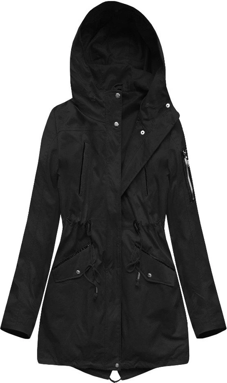 PARKA Z PODPINKĄ CZARNA (B2635)