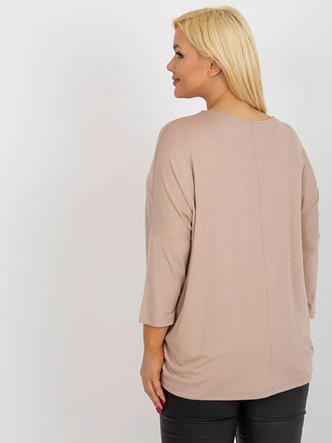 Bawełniana bluzka plus size beżowa (3770)