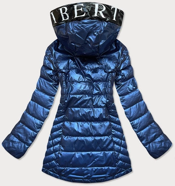 Metaliczna kurtka damska z kapturem niebieska (w717)
