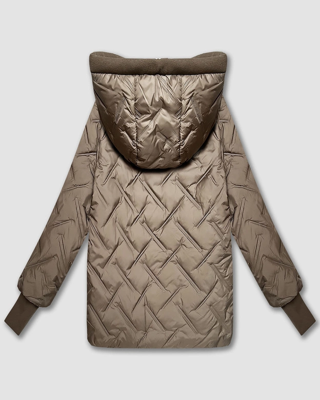 Damska kurtka z dzianinowymi wstawkami S'West beżowa (B8561-12)