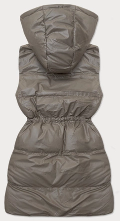 Prosta kamizelka puchowa damska ciemny beż (5M3186-84)