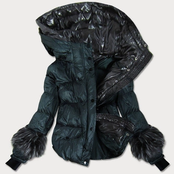 KRÓTKA KURTKA Z KAPTUREM ZIELONA (J9-004)