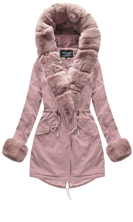 BAWEŁNIANA DAMSKA PARKA ZIMOWA Z FUTREM ANTYCZNY RÓŻ (XW793-2X)