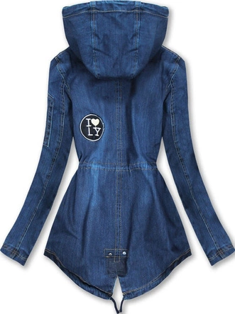 KURTKA JEANSOWA Z NASZYWKAMI CIEMNONIEBIESKA 2 (W523)