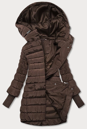 Kurtka damska z dzianinowymi ściągaczami brązowa (p22-6637-103)
