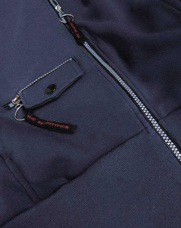 ROZPINANA BLUZA Z KIESZENIAMI GRANATOWA (629)