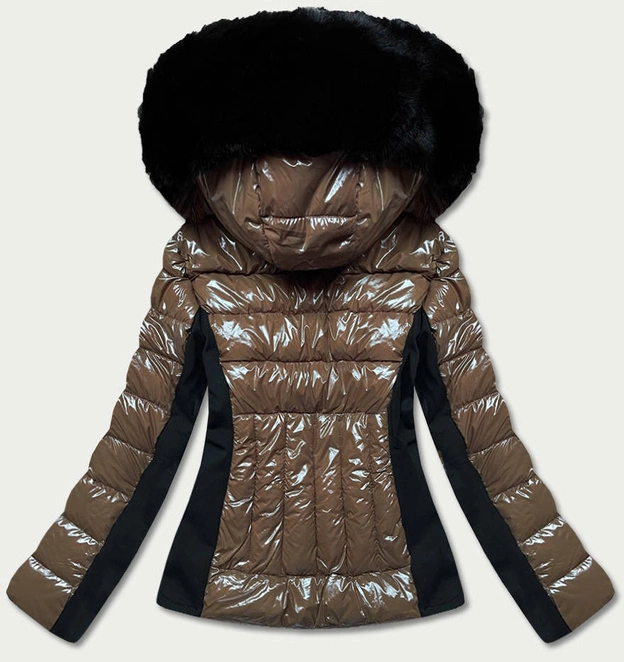 Przejściowa krótka kurtka z połyskiem brązowa (DK100-6)