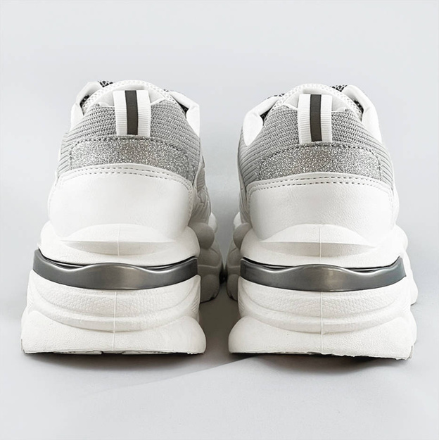 Sznurowane buty sportowe damskie biało-szare (lu-3)