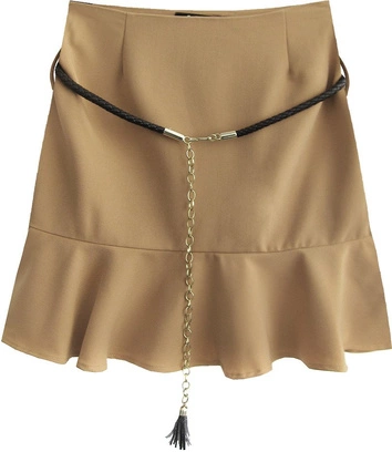 KRÓTKA SPÓDNICA Z FALBANĄ BEŻOWA (6158/1)