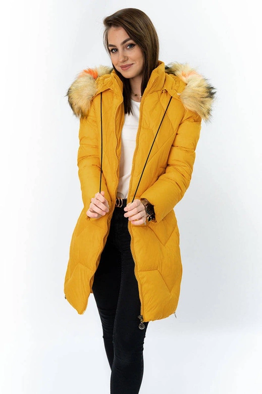 PIKOWANA KURTKA DAMSKA ŻÓŁTA (2013-1)
