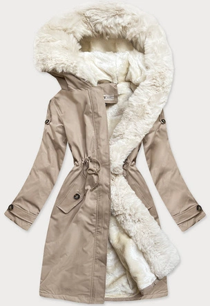 ZIMOWA DAMSKA PARKA BAWEŁNIANA BEŻOWA-ECRU (FM2103-N11)