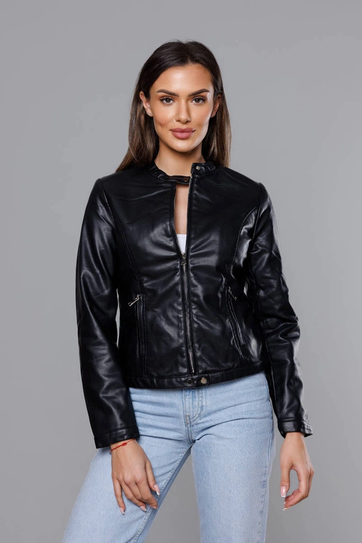 Kurtka ramoneska ze stójką czarna (11Z8008)