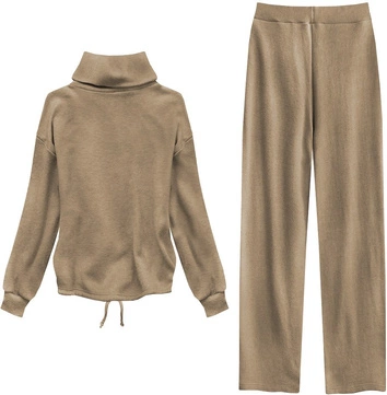 KOMPLET WEŁNIANY BLUZA+SPODNIE BEŻOWY (555ART)