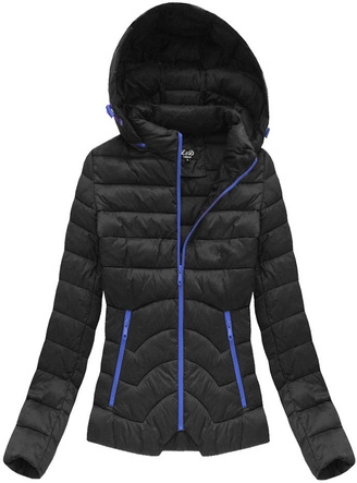 PIKOWANA KURTKA Z KAPTUREM CZARNA (7132)