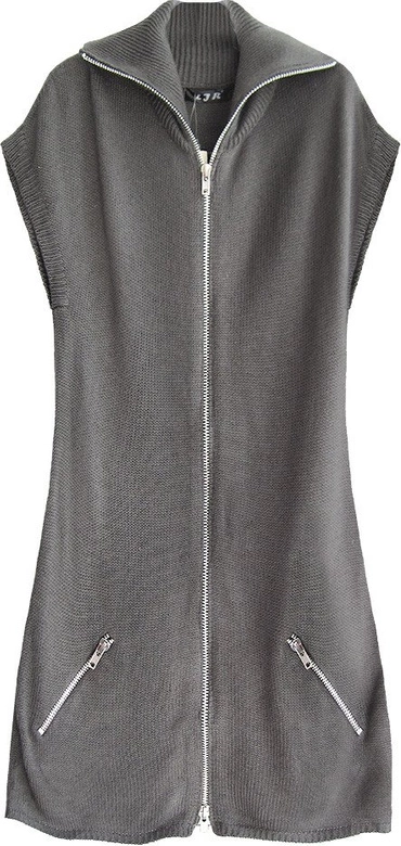 DŁUGI SWETER Z GOLFEM CIEMNOSZARY (1200)