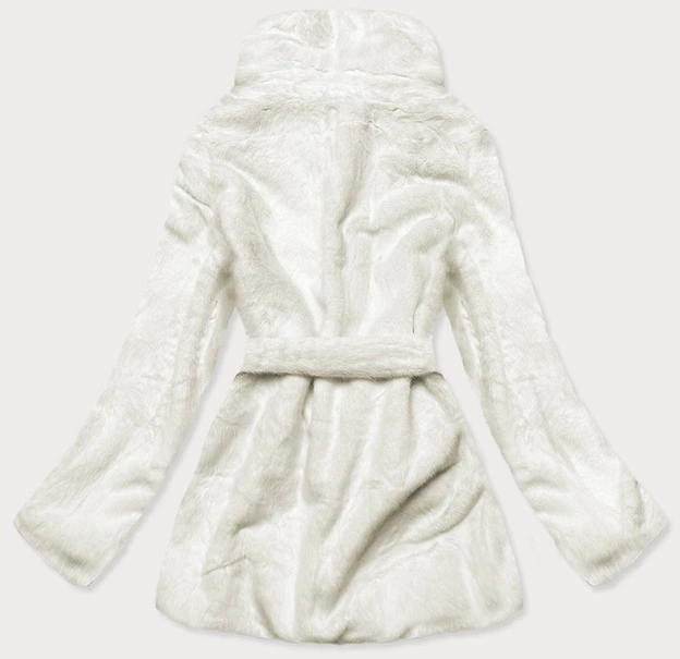 Damska kurtka futro z kołnierzem biała (gsq2166)