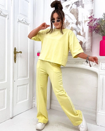 Bawełniany komplet oversize żółty (82188)