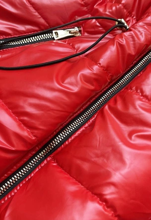 BŁYSZCZĄCA KAMIZELKA Z KAPTUREM CZERWONA (B9733-4)