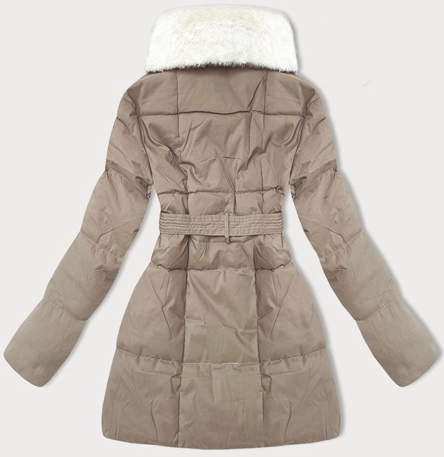 Kurtka damska ze stójką obszyta futerkiem J Style jasny beżowy (16M9165-62)