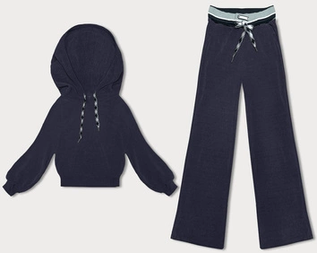 Prążkowany komplet damski granatowy (AMG-341A)