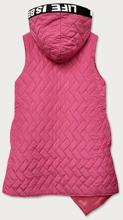 DŁUGA ASYMETRYCZNA KAMIZELKA DAMSKA RÓŻOWA (677ART)