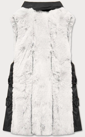 Elegancka kamizelka ekoskóra i futro czarno-biała (br9592-2601)