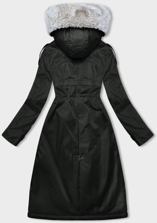 Parka damska zimowa z futerkiem army-beż (B557-11046)