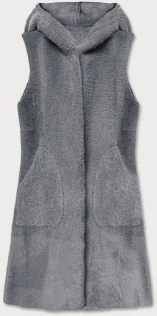 DŁUGA KAMIZELKA A'LA WEŁNA GRAFITOWA (B3001)