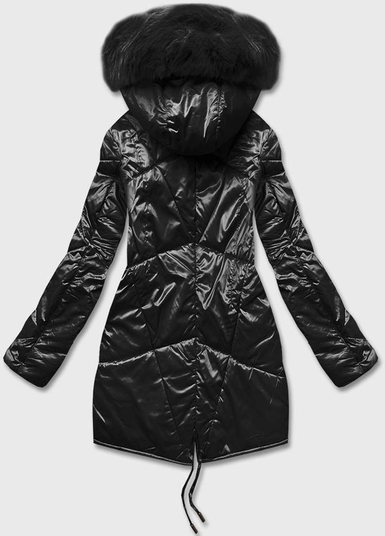 Przejściowa kurtka damska z kapturem czarna (b8091-1)