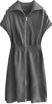 DŁUGI SWETER Z GOLFEM CIEMNOSZARY (X1224X)