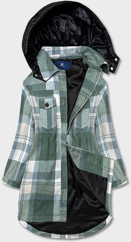 Damska kurtka koszulowa w kratę zielona (AG3-1813)