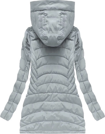 PIKOWANA KURTKA Z KAPTUREM SZARA (W620)