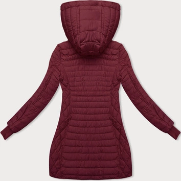 Przejściowa kurtka damska z kapturem ciemnoczerwona (2M-017)