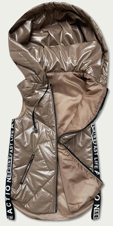 BEZRĘKAWNIK DAMSKI Z OZDOBNYMI TAŚMAMI KAKAOWY (B8011-12)