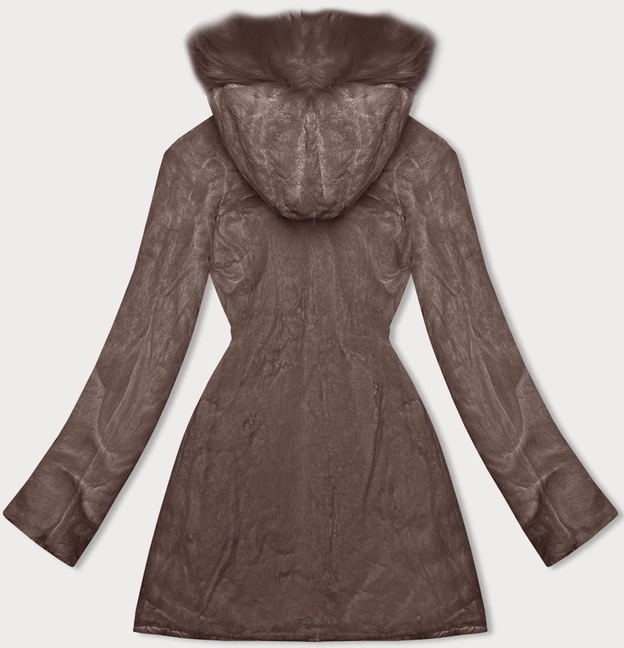 Dwustronna kurtka damska pikowana - futro coffee (H-897-89)