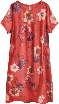 BAWEŁNIANA SUKIENKA OVERSIZE CZERWONA (341ART)